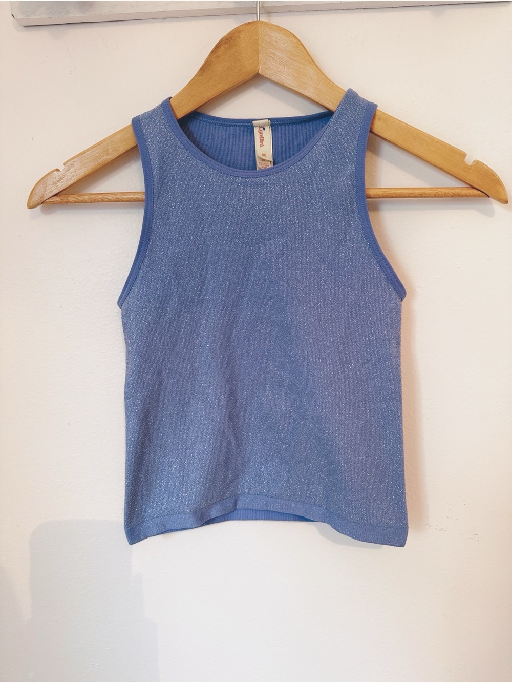 Anthropologie Reegan Seamless Lurex Ribbed Tank Top in a shimmery lavender color
